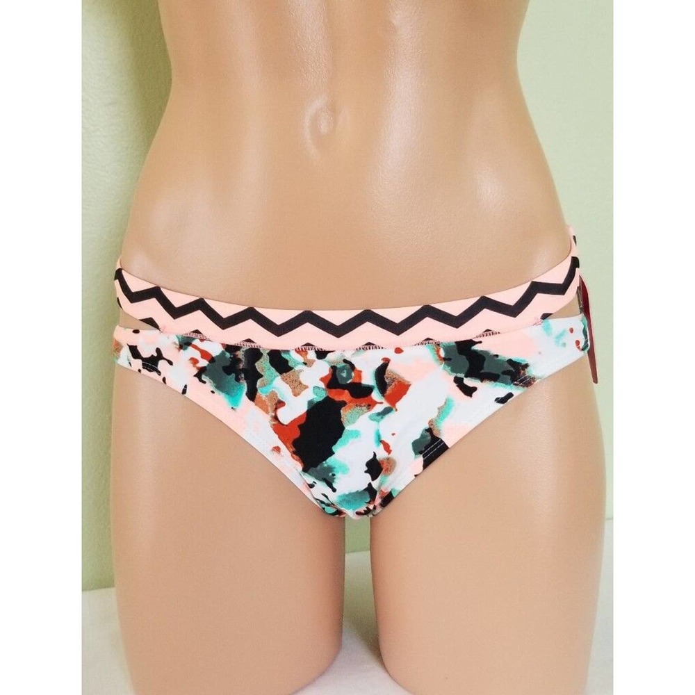 Hula Honey Spring Splash cut out sides multi color bikini bottom XS juniors